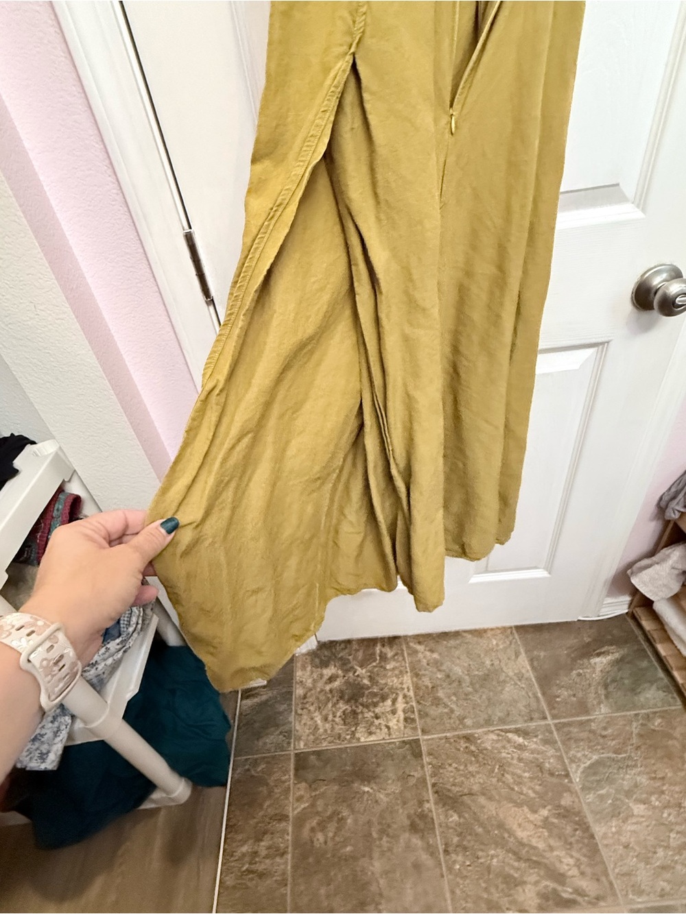 Le Lis Olive Green Wrap-Style Slip Jumpsuit - Picture 5 of 5